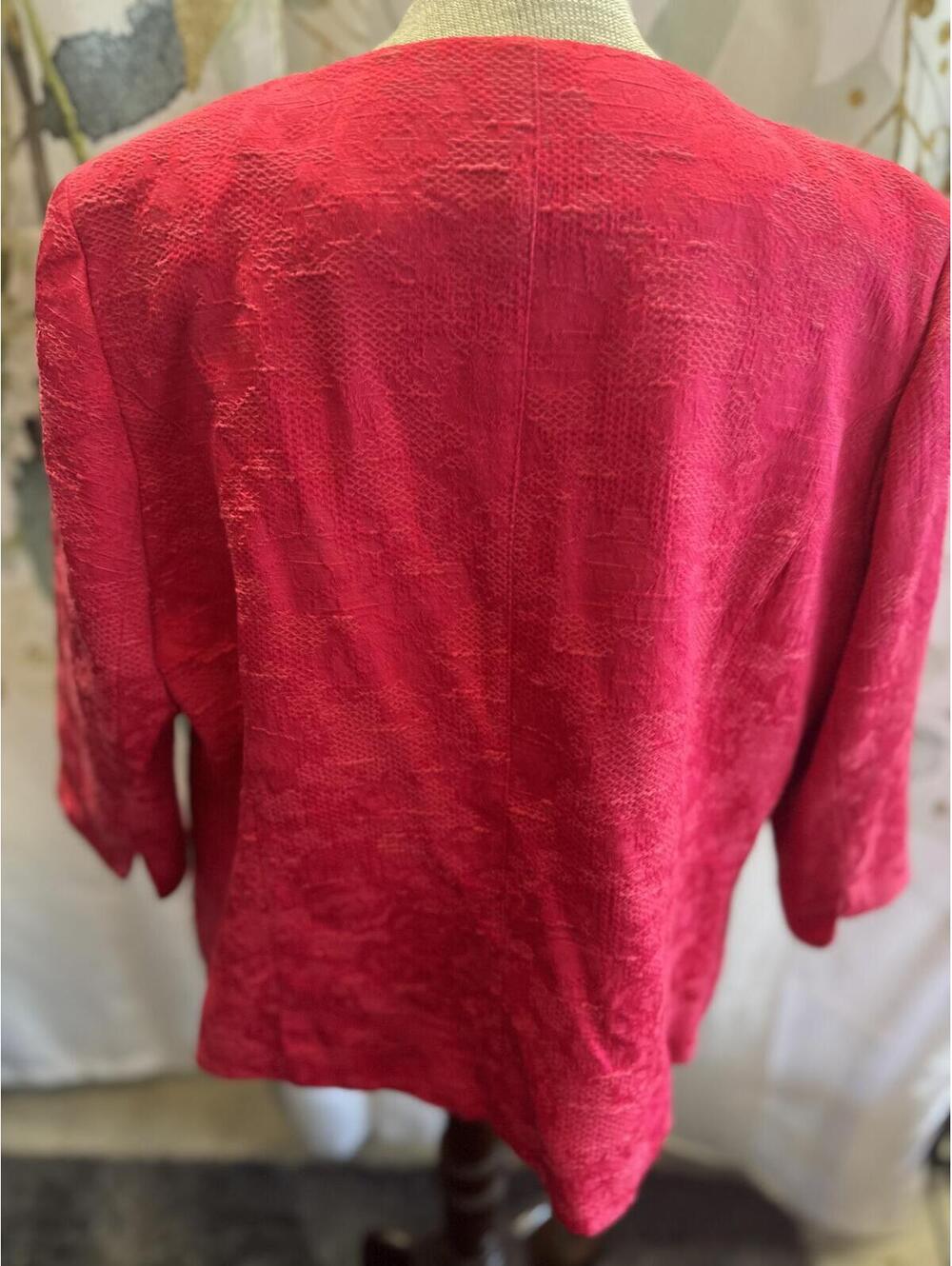 Kim Roger's Women's Textured Pink Red Open Front Blazer Jacket M - Picture 6 of 6